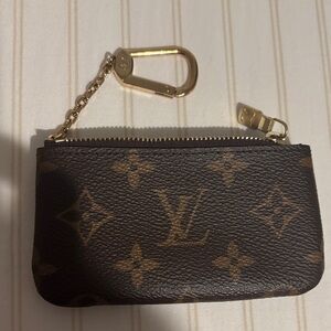 Louis Vuitton Monogram Brown Pouch with Gold Chain